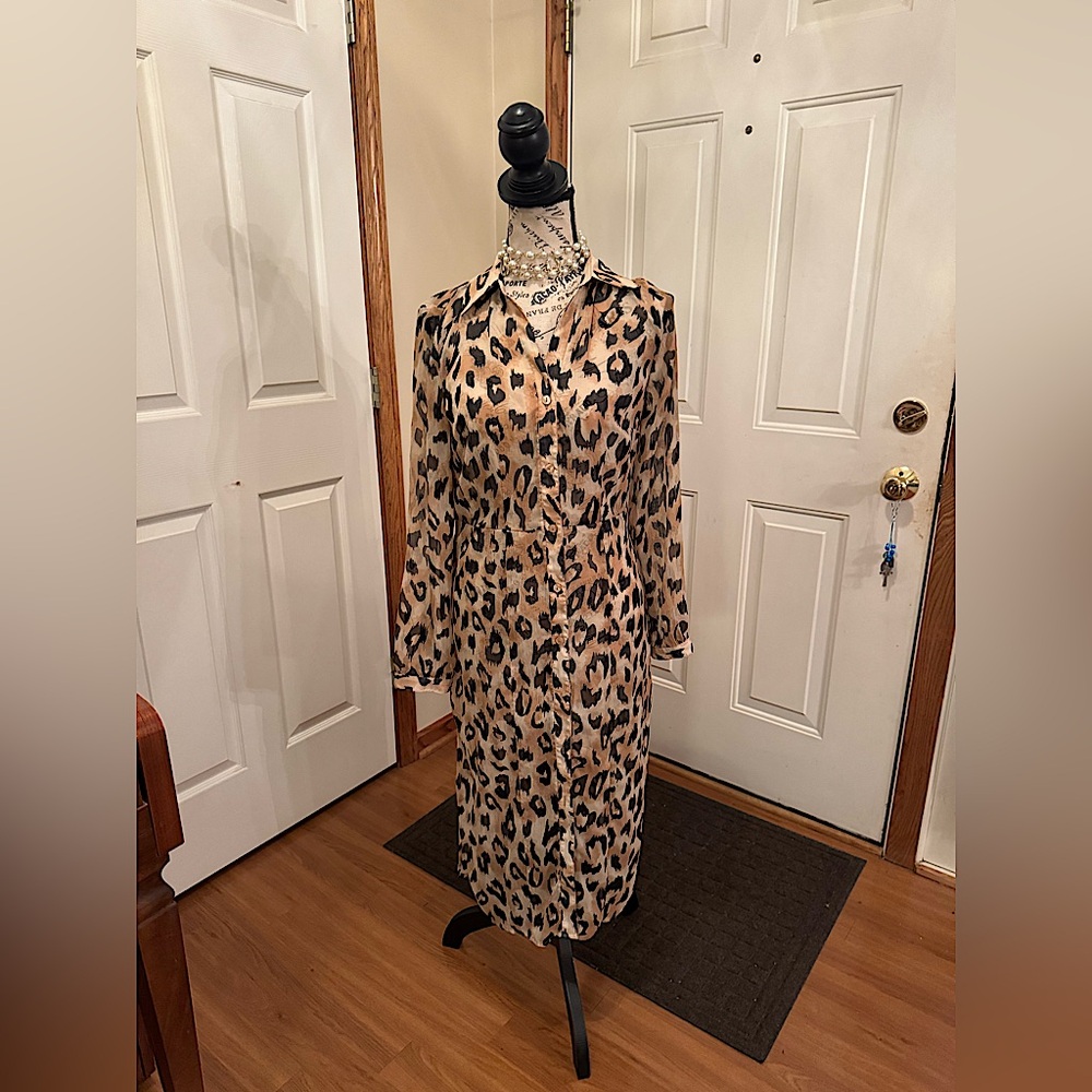 Colleen Lopez dress size small leopard print  (sheer overlay only )
